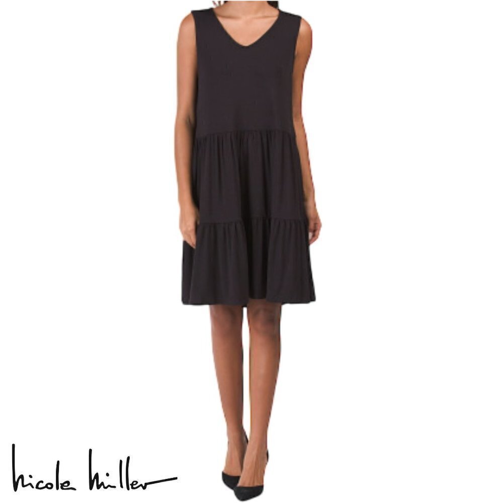 NWT NICOLE MILLER V-Neck Tiered Relaxed Fit Mini Dress